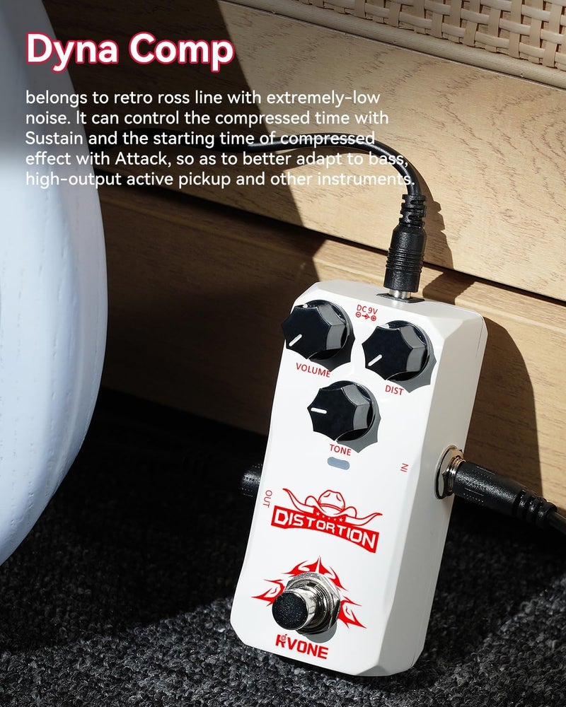 RVONE High Gain Distortion Pedal for Electric Guitar, Aluminum Guitar Pedal, Analog Guitar Effects Pedal for Compact Stage & Studio Pedal, True Bypass - Image 5